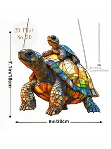 2D piatto, vibrante stile di vetro colorato tartaruga luce Catcher - 8 "X 7.1" acrilico appeso a parete, colorato vita marina decorazione con - Product Image 5