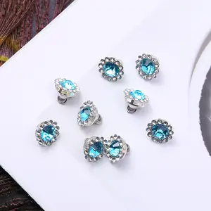 New Sunflower Rhinestone Button Fancy Metal Flower Buttons For Dress