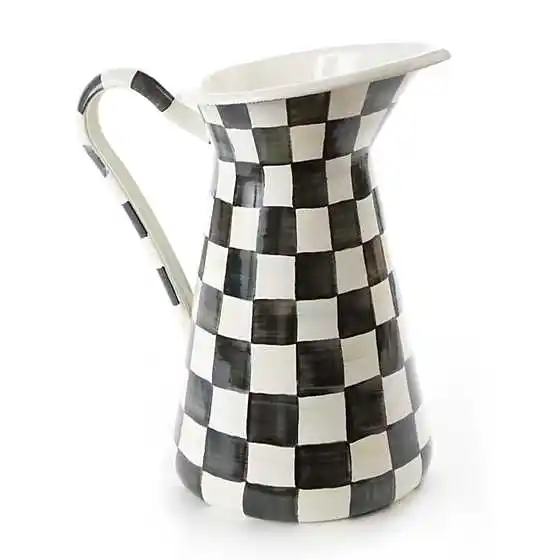 Black and White Enamel Table Vase Enamel Practical Pitcher for Lemonade or Iceced Tea
