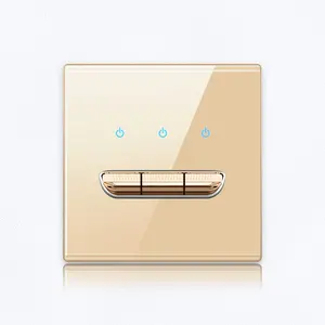 YINKA Gold Plated Tempered Glass 3Gang 1Way Wall European Switches 250V Light Switches And Sockets