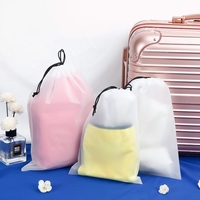 Sac à cordon personnalisé, imperméable, réutilisable, en PE givré transparent, avec logo, pour l'emballage de vêtements et de cosmétiques