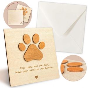 Wholesale Pet Loss Comfort Wood Postcard Creative Engraving Wooden Cards for Sympathy Gift - Product Image 1