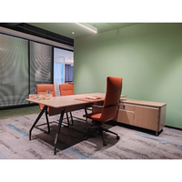Meuble de bureau moderne et simple avec classeur intégré, style panneau bois, mobilier de direction de luxe pour cadre supérieur et dirigeant, avec rangement