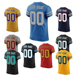 2024 vente en gros hommes grande taille maillot de Football américain brodé Rugby uniforme chemises à manches courtes respirant imprimé pas cher - Product Image 2