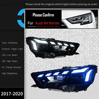 Adapté aux modèles Audi A4 2017-2020, modification des phares pour le modèle RS, lentilles LED, feux de jour et feux d'essuie-glace