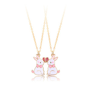 Kalung liontin hewan untuk sahabat, 2 buah/set kalung Magnet menarik kelinci <span class=keywords><strong>BFF</strong></span> Enamel, Kalung liontin hewan - Product Image 5