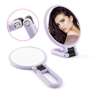 हम 1x10x समायोज्य हैंडल/स्टैंड हैंडहेल्ड फोल्डेबल यात्रा दर्पण कॉम्पैक्ट फोल्डिंग मिरर पुरुषों के लिए छोटे हाथ दर्पण - Product Image 2