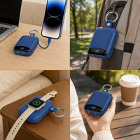 Powerbank 10000mAh Smartwatch Kabelloses Laden 2 Eingebaute Kabel Quadratischer Zinklegierungsring PD20W Reise Großhandel
