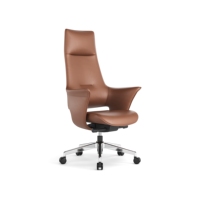 Chaise de bureau exécutive ergonomique moderne à dossier haut en cuir - Structure robuste, base en alliage d'aluminium, châssis multifonctionnel verrouillable