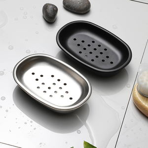 New Đơn Giản Thép Không Gỉ Xà Phòng Món Ăn Chủ 2-Mảnh Hình Bầu Dục Phòng Tắm Thiết Lập - Product Image 3