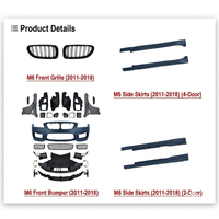 Kit carrosserie style M6 pour BMW Série 6 F06 F12 F13 2011 2012 2013 2014 2015 2016 2017 – Kit de conversion pare-chocs avant et arrière, jupes latérales