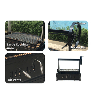 Grill BBQ a Carbone Professionale Moderno e Lussuoso in Acciaio Inossidabile con Carrello per <span class=keywords><strong>Giardino</strong></span>, Include <span class=keywords><strong>Girarrosto</strong></span> - Product Image 4