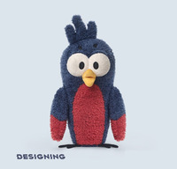 Peluche d'oiseau perroquet bleu personnalisée certifiée EN71, série LuoBoNiao à poitrine rouge, douce, agréable au toucher, Kawaii