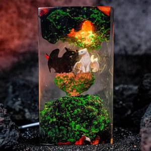 Adorno de Arte Luminoso de Resina y Madera con Temática de Furia Nocturna y Furia Ligera, Decoración de Escena de Dragón de Fantasía con Luz LED, Regalo Coleccionable - Product Image 3