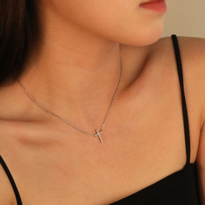 ट्रेंडी क्रॉस हार 18k सोने की प्लेटेड स्टेनलेस स्टील क्यूबिक ज़िरकोनिया माइक्रो पेंड ईसाई धर्म दैनिक उपहार महिला पुरुषों - Product Image 6