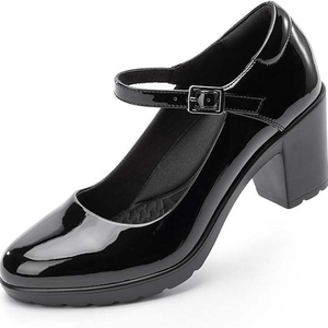 Ladies <strong>Heels</strong> Customized Comfortable Women Arch Support <strong>Closed</strong> <strong>Toe</strong> <strong>Chunky</strong> Block <strong>Heel</strong> Mary Jane Office Shoes Breathable Pumps - Product Image 1