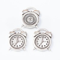 Doppelglocken-Wecker-Anhänger Antik Silber Bronze Zinklegierung Anhänger für Vintage-Zeit-Themen-Armband