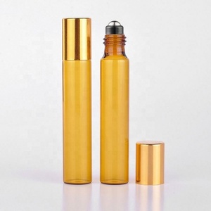 Botella de Vidrio de 10 ml para Perfume, Color Ámbar, de Alta Calidad, con Rodillo Metálico, para Aceites Esenciales - Product Image 3