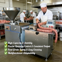 Machine à lier et à nouer les saucisses commerciales à haute efficacité, moteur en acier inoxydable 304, capacité de 300-500 kg/h pour usage industriel