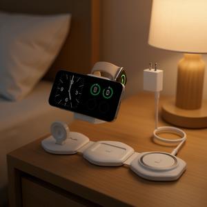 CINFII Estación de carga inalámbrica plegable 3 en 1 para iPhone, Apple Watch, Airpods, cargador de viaje rápido MagSafe, color blanco - Product Image 3