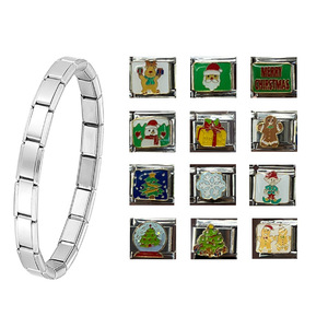 Italian Charm Bracelet Stainless Steel Modular Bangle Cartoon Christmas Charms Unisex Gift Jewelry - Product Image 1