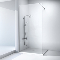 Prix usine salle de douche simple panneau fixe cloison en verre trempé sans cadre écran de douche