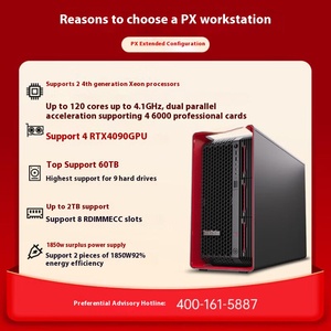 คอมพิวเตอร์เวิร์กสเตชันพีซี Px Xeon 4410y 16g 2t 1850w รองรับ Rtx6000ada-48g Thinkstation เวิร์กสเตชันเดสก์ท็อป Thinkstation Px - Product Image 2