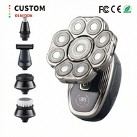Rasoir électrique 9D à tête flottante pour hommes, 5 en 1, multifonctionnel, rasoir pour crâne chauve, étanche, sans fil, kit de toilettage