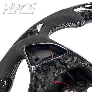 Volant de course personnalisé en cuir et fibre de carbone forgée avec LED pour l'amélioration de l'intérieur des voitures C6 C7 C8 - Product Image 4