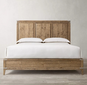 Cama Doble de Madera Maciza Estilo Rústico Americano con Detalles Metálicos Antiguos, Muebles Personalizables para Dormitorio, Villa u Hotel - Product Image 3