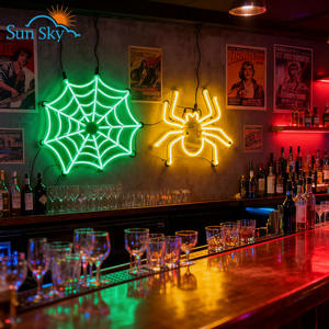 Venta caliente Feliz Halloween Spiderweb Neon Sign LED Light Wall Decor con diseño de tela de araña - Product Image 6
