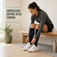 Chaussettes de compression montantes à compression graduée, tricotées, respirantes, avec bord-côte anti-chute pour la course, l'entraînement, les voyages et la récupération