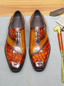 Nuevos zapatos de cuero de estilo moderno con colores mixtos, personalizables con diseño de LOGO, hechos a mano, disponibles como zapatos de vestir y Oxfords. - Product Image 5