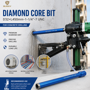 Foret diamanté SUNNY 32mmx450mm, outil de carottage humide avec filetage 1-1/4"-7 UNC, <span class=keywords><strong>mandrin</strong></span> à connexion rapide pour plomberie AC et perçage électrique - Product Image 1