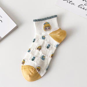 Nouvelles <span class=keywords><strong>chaussettes</strong></span> bouclées pour femmes, mignonnes <span class=keywords><strong>chaussettes</strong></span> de bateau de dessin animé japonais, style mince, <span class=keywords><strong>chaussettes</strong></span> en coton respirantes pour femmes, été 2023 - Product Image 6