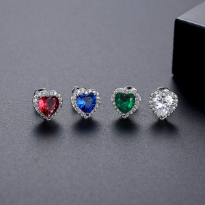 LUOTEEMI Gioielli CZ all'Ingrosso, Fabbrica JINSE, <span class=keywords><strong>Orecchini</strong></span> a Perno per <span class=keywords><strong>Donna</strong></span> a Forma <span class=keywords><strong>di</strong></span> Cuore Piccolo e Delicato - Product Image 4