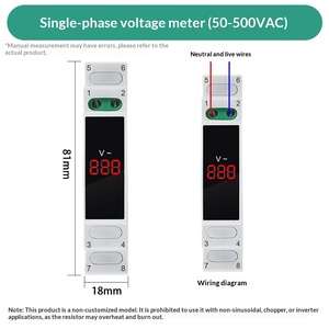 Voltmètre numérique monophasé, ampèremètre AC, fréquencemètre 220V 380V triphasé, montage sur rail encastrable - Product Image 6