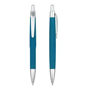 Toptan promosyon plastik kauçuk kaplı tükenmez kalem renkli okul kırtasiye plastik kalem özel Logo hediye kalem