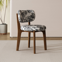 Chaise de salle à manger en bois de caoutchouc de luxe solide et léger Design moderne simple avec sac souple Retour Mobilier de salle à manger confortable pour la maison
