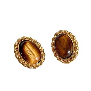 Boucles <span class=keywords><strong>d</strong></span>'oreilles en pierre <span class=keywords><strong>d</strong></span>'oeil de tigre naturel Boucles <span class=keywords><strong>d</strong></span>'oreilles élégantes rétro pour femmes avec finition Merlot Boucles <span class=keywords><strong>d</strong></span>'oreilles haut de gamme exquises de luxe - Product Image 5