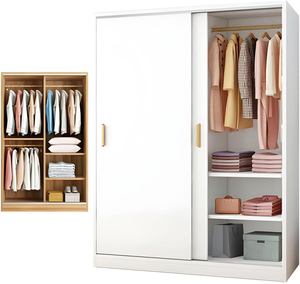 Armoire de chambre à coucher autoportante en mélamine de qualité supérieure |   Taille/Couleur personnalisées |   Armoire portable DIY au design moderne, durable et écologique - Product Image 3