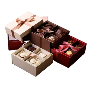 Boîtes à chocolat rigides magnétiques en gros, 8 pièces, en verre rose, luxe, en papier kraft, pour gâteaux et cupcakes, acceptées en gros - Product Image 1