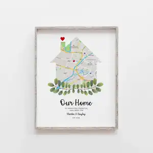 2022 new custom map home print islamic Wood picture frame