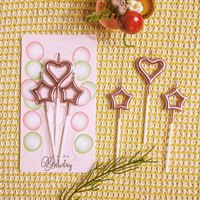 Juego de Velas de Cumpleaños Metálicas en Forma de Corazón y Estrella en Oro, Plata y Oro Rosa, 3 Piezas, Decoración para Pastel con Estrella 3D