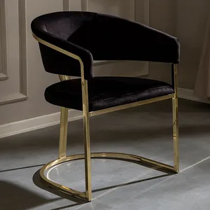 Chaise à bras doublés de velours, siège en acier inoxydable pour Restaurant de luxe, pour salle à manger