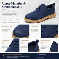 Chaussures décontractées pour hommes en cuir brun robuste, style Oxford à lacets, avec semelle plateforme épaisse et détails de couture à motif ondulé