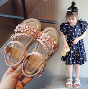 Breathable Shoe Insoles Kid Sandals Non-slip Outdoor <b>Flower</b> Woven Shoes <b>Sweet</b> Sandals Kids - Product Image 5