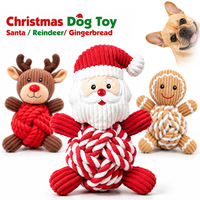 Nouvel ensemble de jouets pour chien classiques et mignons pour Noël, résistant aux morsures, en corde de coton écologique et peluche couineuse, cadeau de fête
