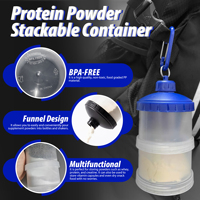 Boîte de rangement personnalisée pour suppléments de sport, conteneur portable à 3 couches en PP sans BPA, avec entonnoir pour protéines en poudre, détachable et hermétique