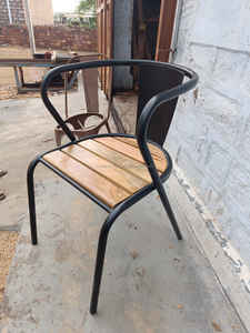 Silla de comedor moderna de madera maciza de pino con marco de metal para interior y exterior, para restaurante, cafetería, hogar, bar, oficina, uso de muebles para el hogar - Product Image 2